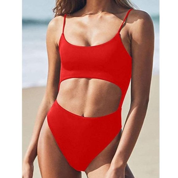 Feager Womens Strappy Cut Out Front Monokini Lace Up Back Bathing Suit Criss Cro - Picture 4 of 9